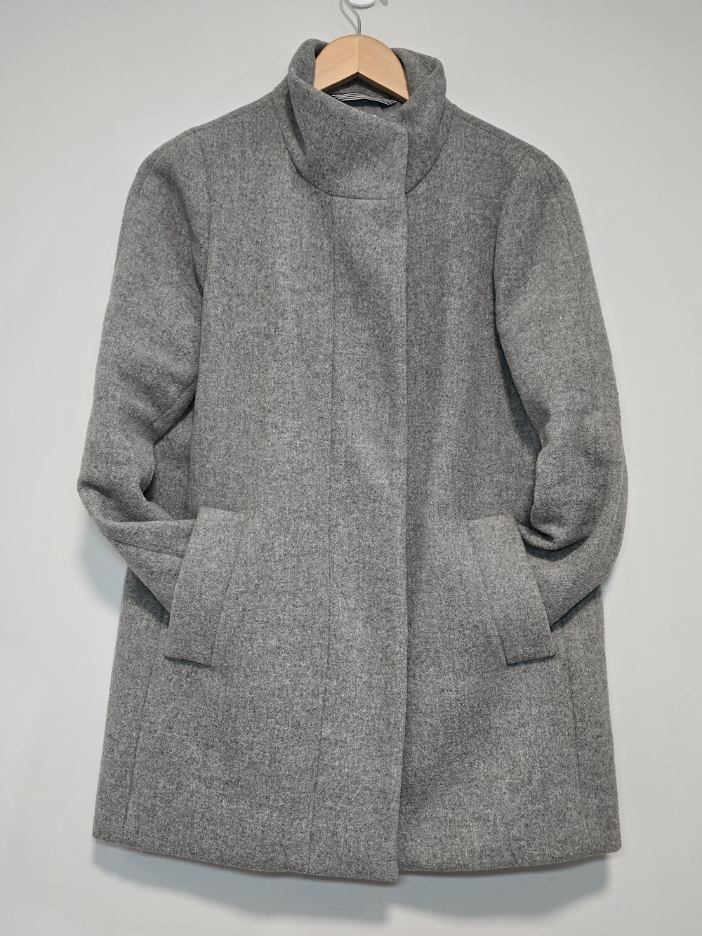 J. Crew Gray Wool-Blend Stand Collar Pea Coat